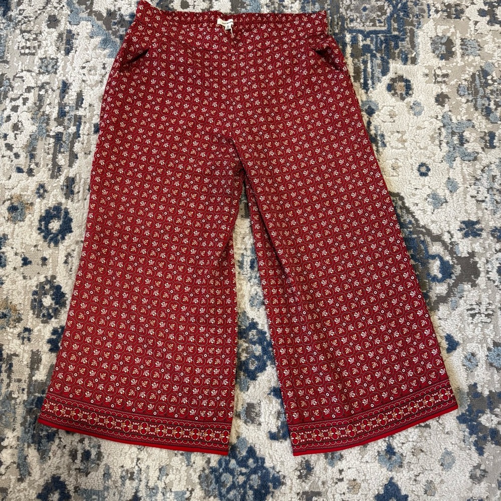 Max Studios Red Patterned Wide-Leg Pants - image 2